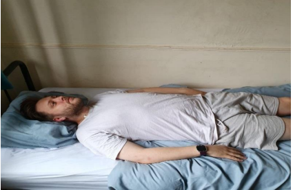 Participant mimicking a seizure